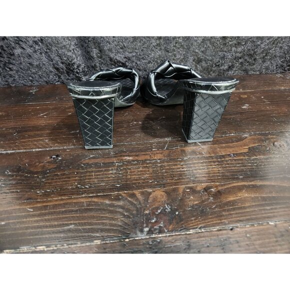 Rilista Black Woven Open-Toe Block Heel Sandals/Size 9.5 - Picture 6 of 8